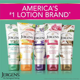 Jergens Lavender Hand & Body Lotion with lavender flowers
