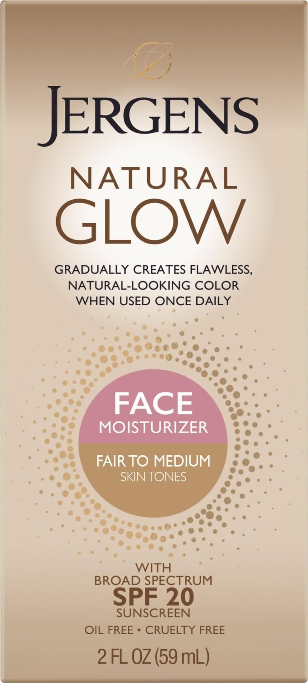 Jergens Natural Glow Face Tanner Lotion SPF 20 2 oz front view