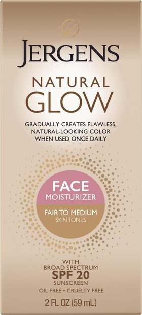 Jergens Natural Glow Face Tanner Lotion SPF 20 2 oz front view