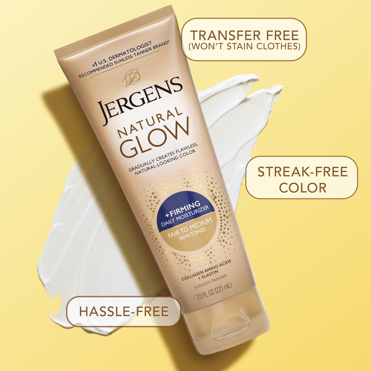 Jergens Natural Glow +FIRMING lotion with fresh scent description