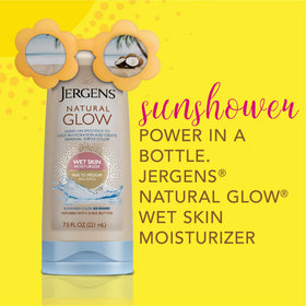 Jergens Natural Glow In Shower Lotion application on wet skin