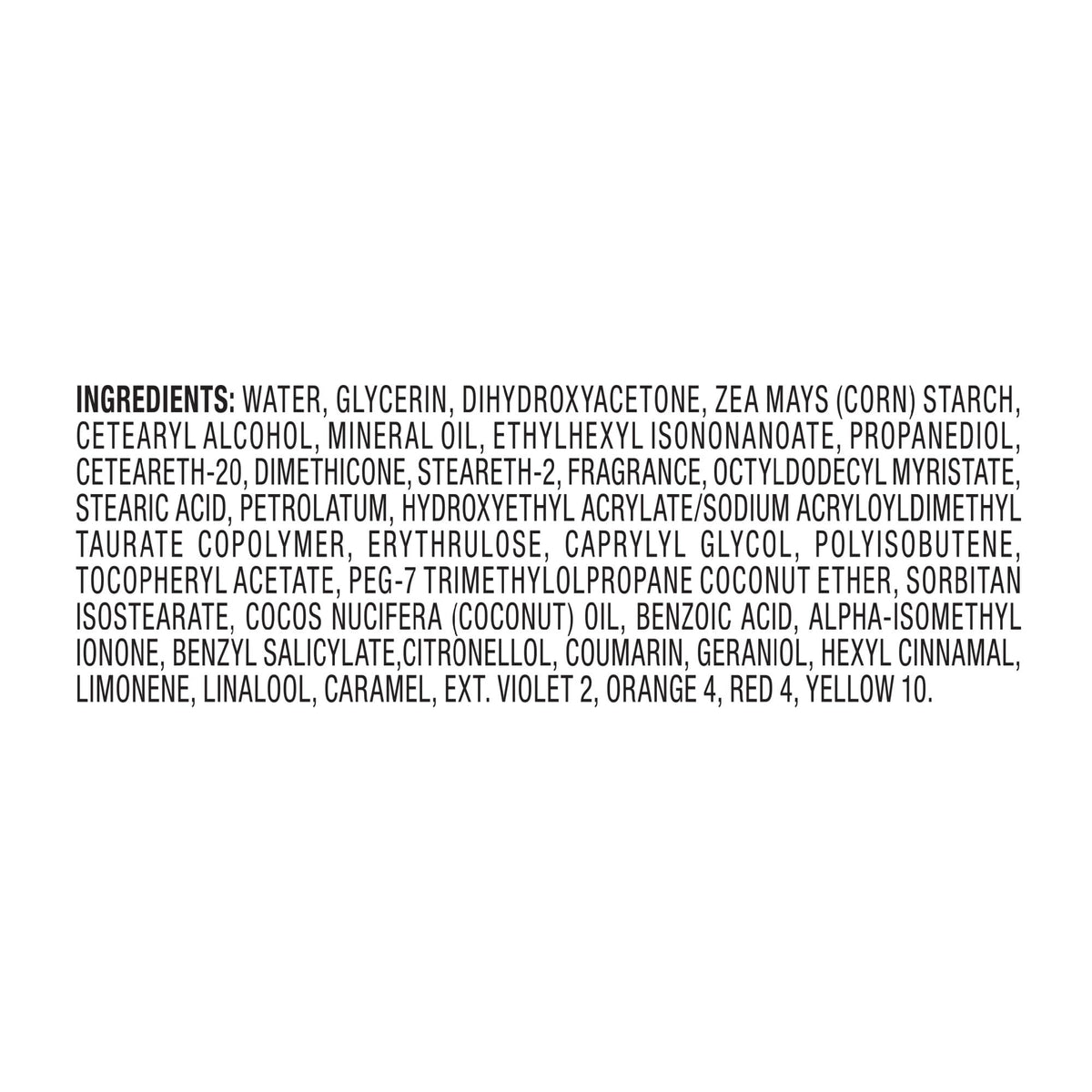 Jergens Natural Glow product ingredients list