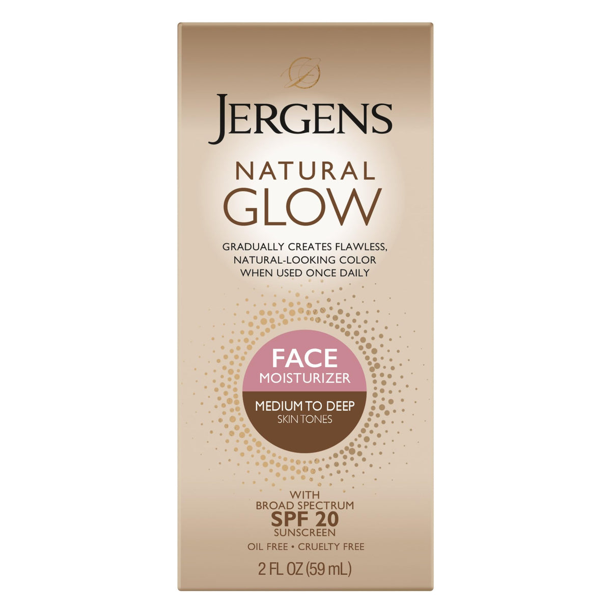 Jergens Natural Glow Self Tanner Face Moisturizer 2 oz front view