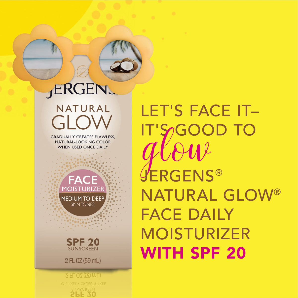 Jergens Natural Glow Self Tanner Face Moisturizer application on skin