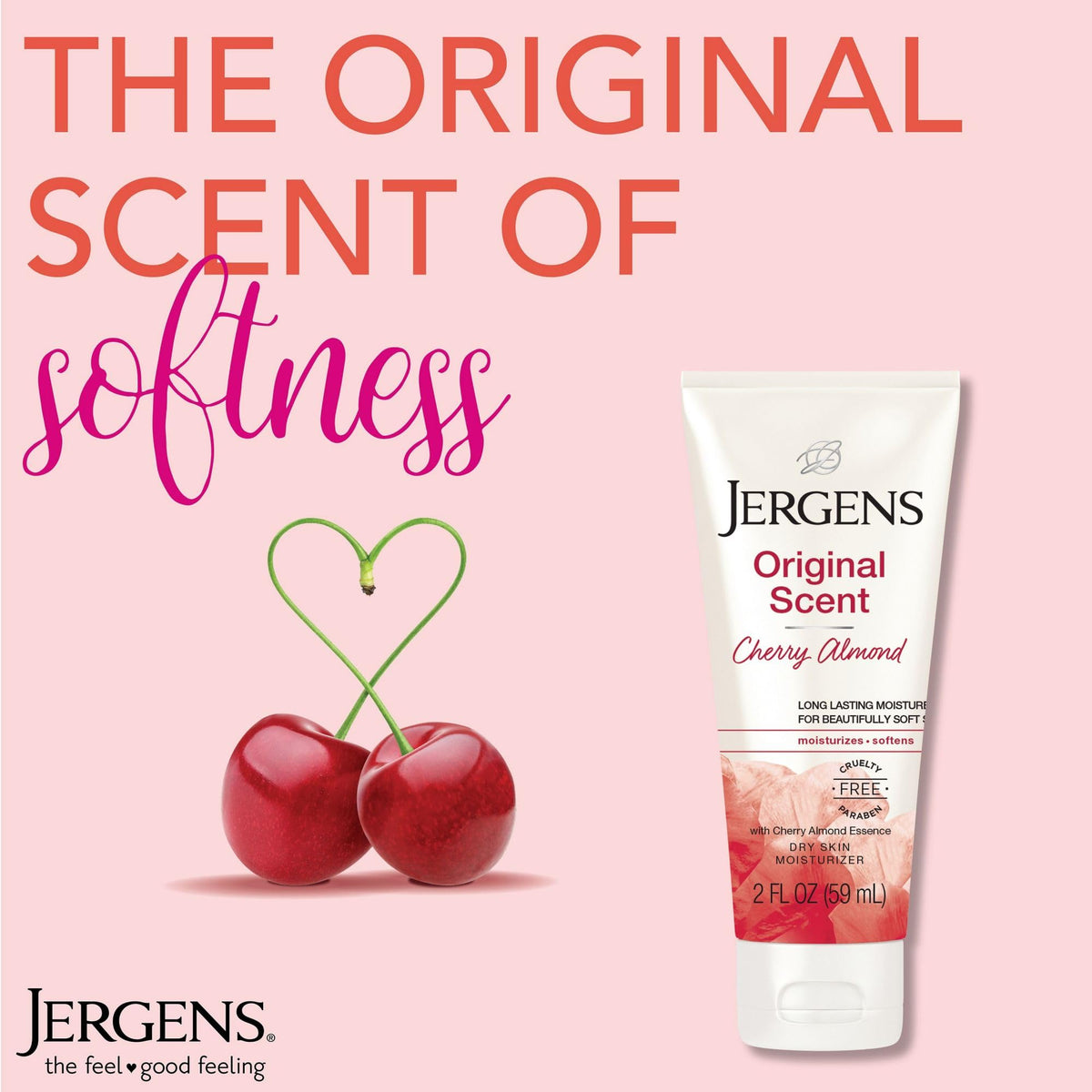 Jergens Original Scent Dry Skin Body Lotion 2 Oz with cherry almond essence