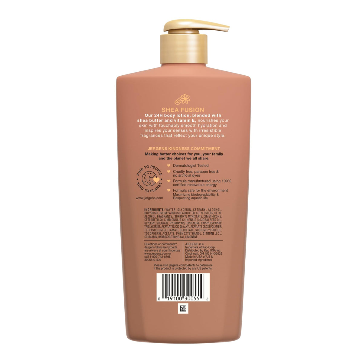 Jergens Shea Fusion Body Lotion Warm Amber packaging detail