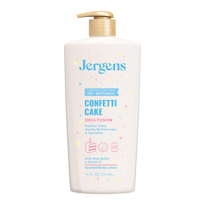 Jergens Shea Fusion Confetti Cake Body Lotion 14 fl oz front view