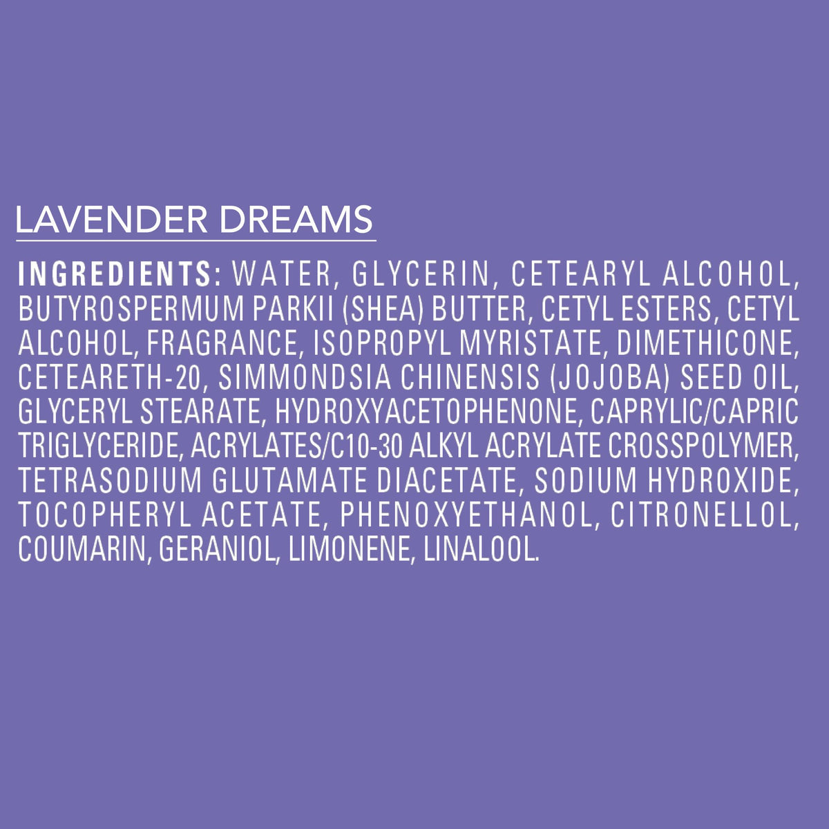 Jergens Shea Fusion Lavender Dreams Body Lotion back view