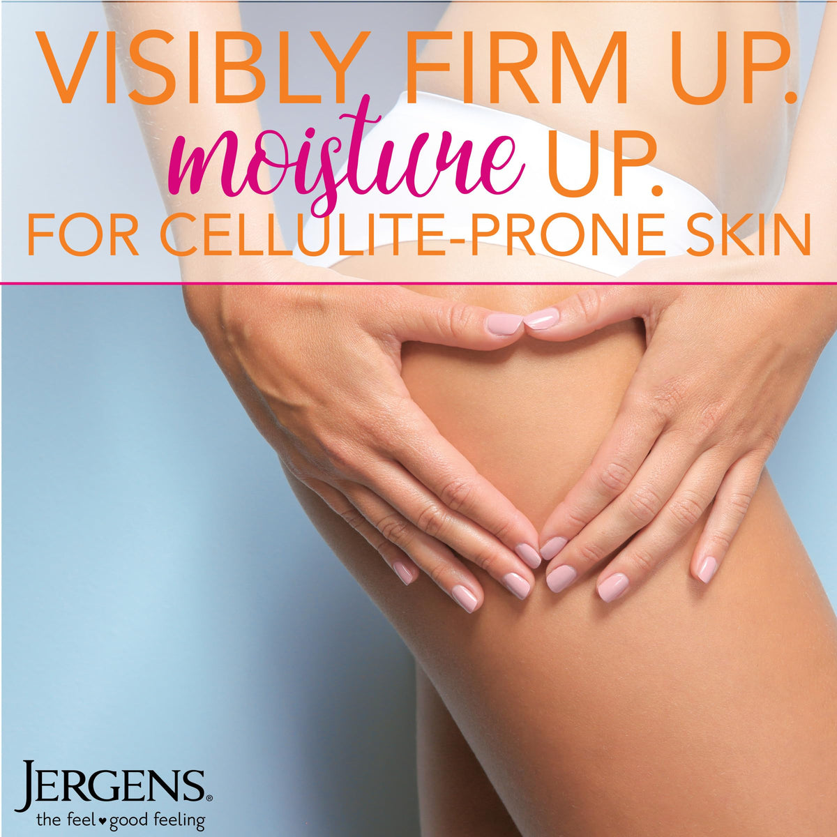 Jergens Skin Firming Body Lotion in a bathroom setting
