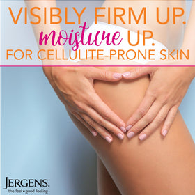 Jergens Skin Firming Body Lotion in a bathroom setting