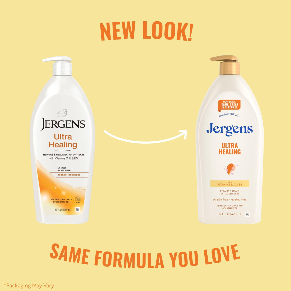 Jergens Ultra Healing Lotion side view with pump