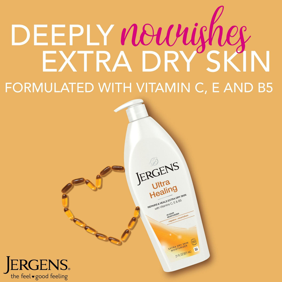 Jergens Ultra Healing Moisturizer side view showing pump