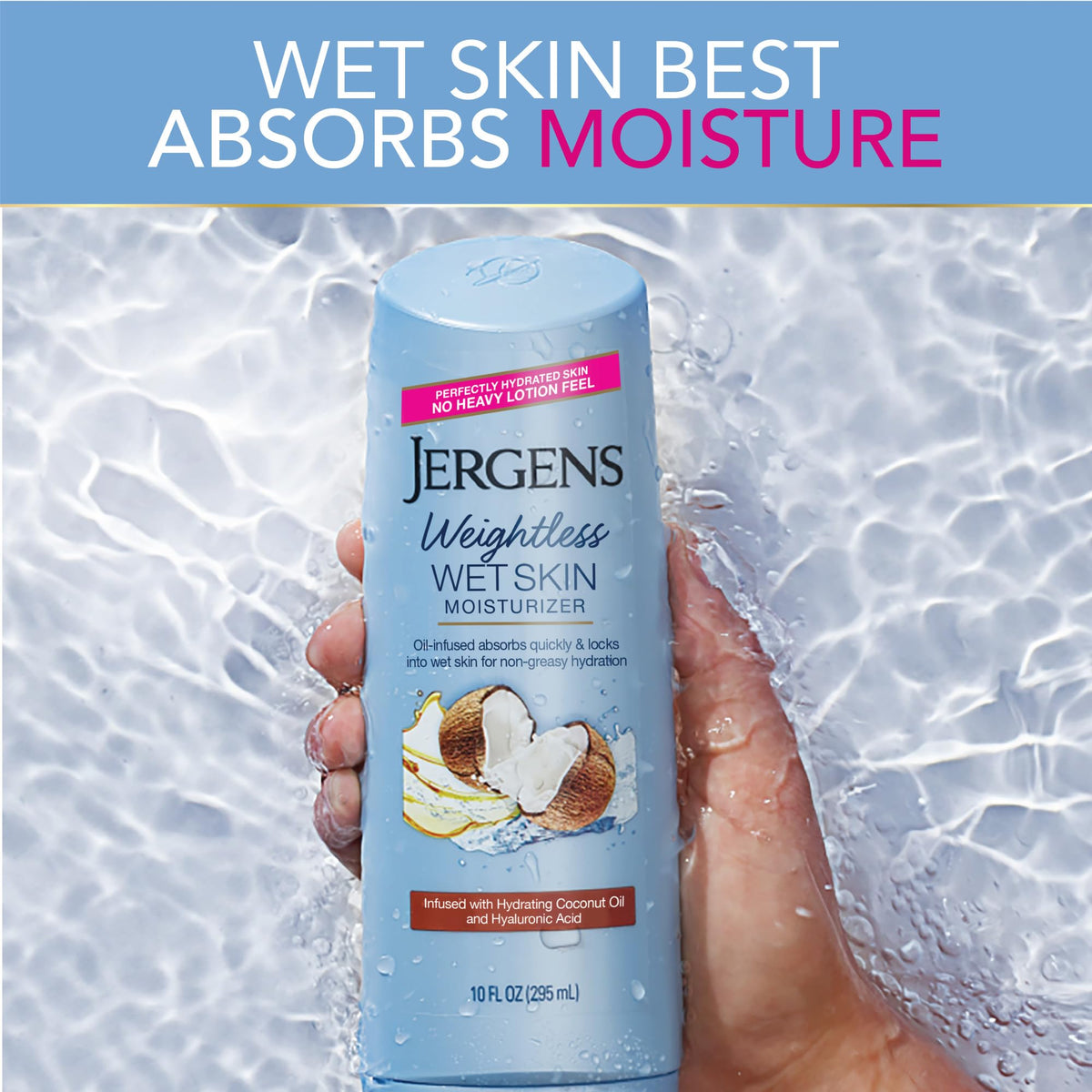 Jergens Wet Skin Body Moisturizer with Coconut Oil packaging