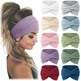 Jesries 10 PCS Extra Wide Turban Headbands in assorted colours