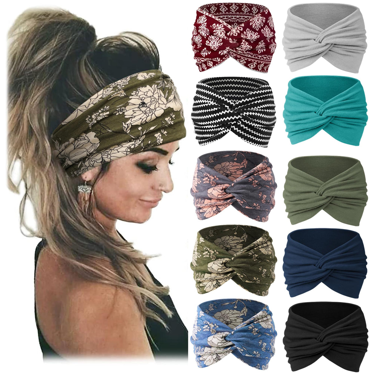 Jesries Extra Wide Turban Headband set in various colours