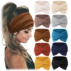 Jesries Extra Wide Turban Headbands set of 10 in assorted colours