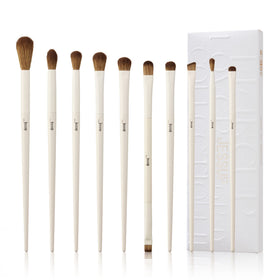Jessup 10Pcs Eye Makeup Brush Set light grey front view