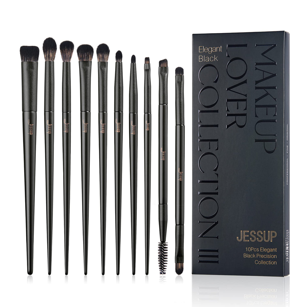 Jessup 10Pcs Eyeshadow Brush Set front view in gift box