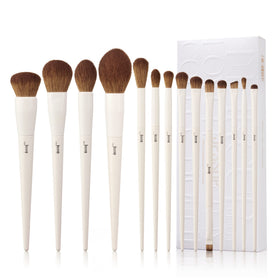 Jessup 14Pcs Makeup Brush Set in light grey front view