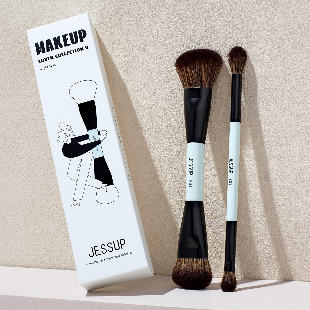 Jessup brushes set displayed with other beauty tools