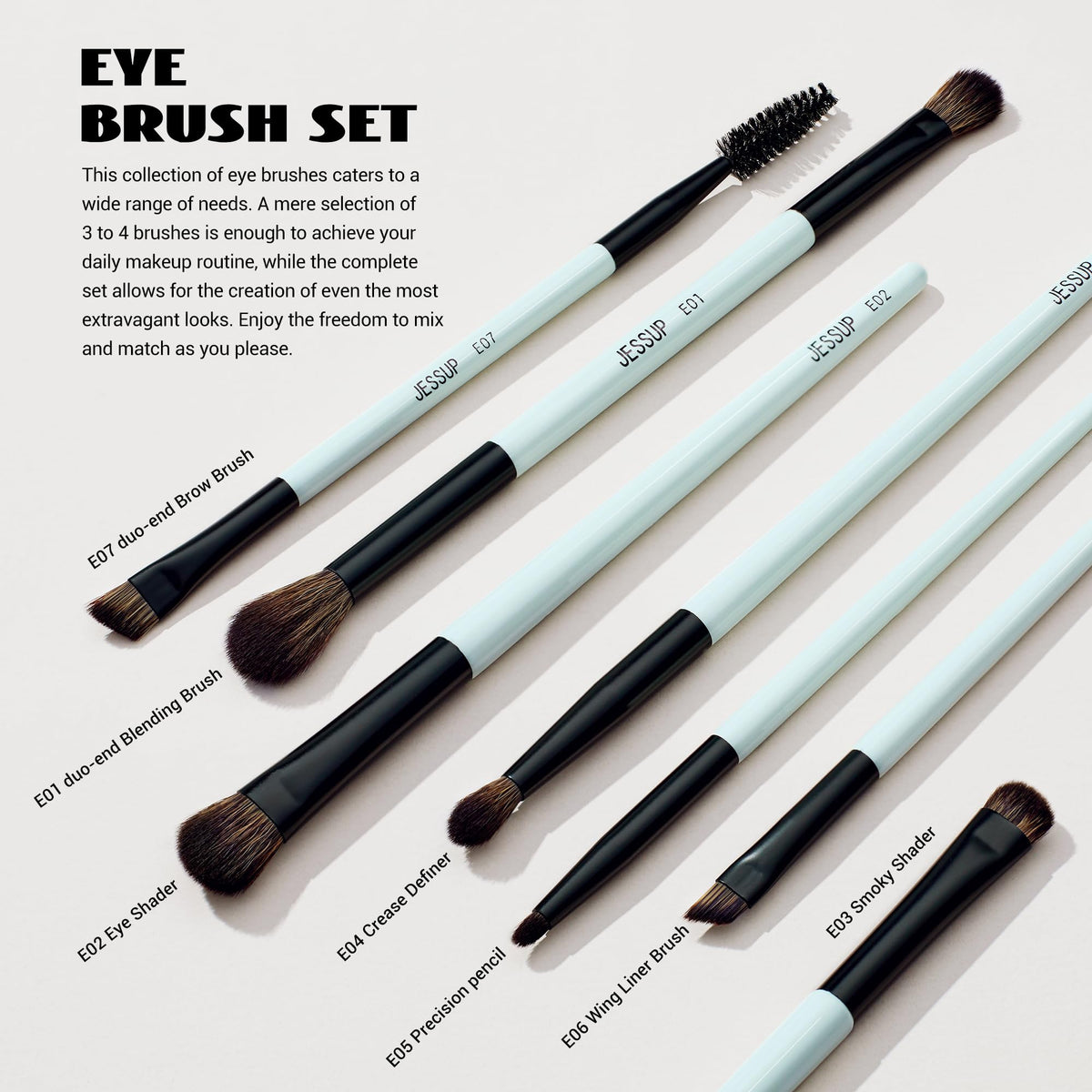 Jessup double-ended eyebrow brush in bright cyan