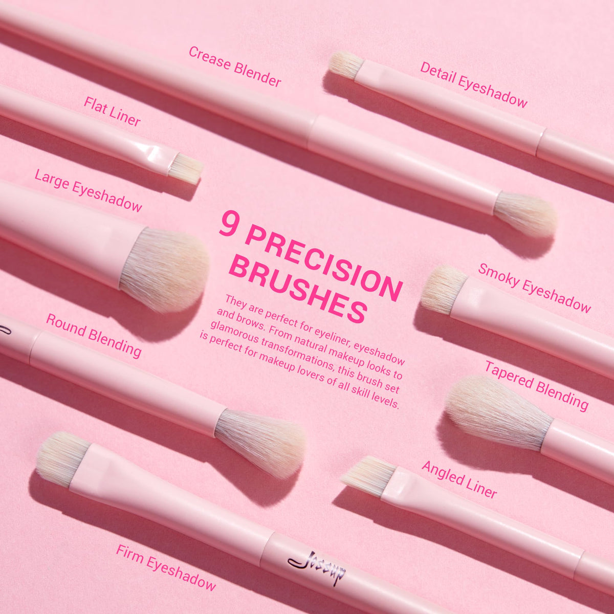 Jessup eye makeup brushes displayed