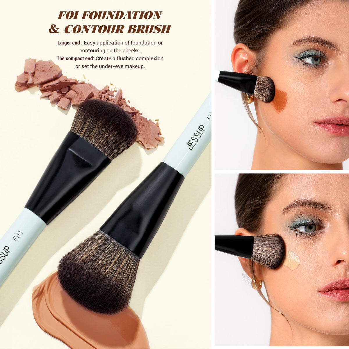 Jessup makeup sponge set with two latex-free sponges