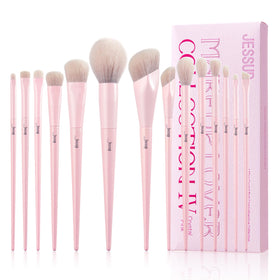 Jessup Pink Makeup Brushes Set 14Pcs front view