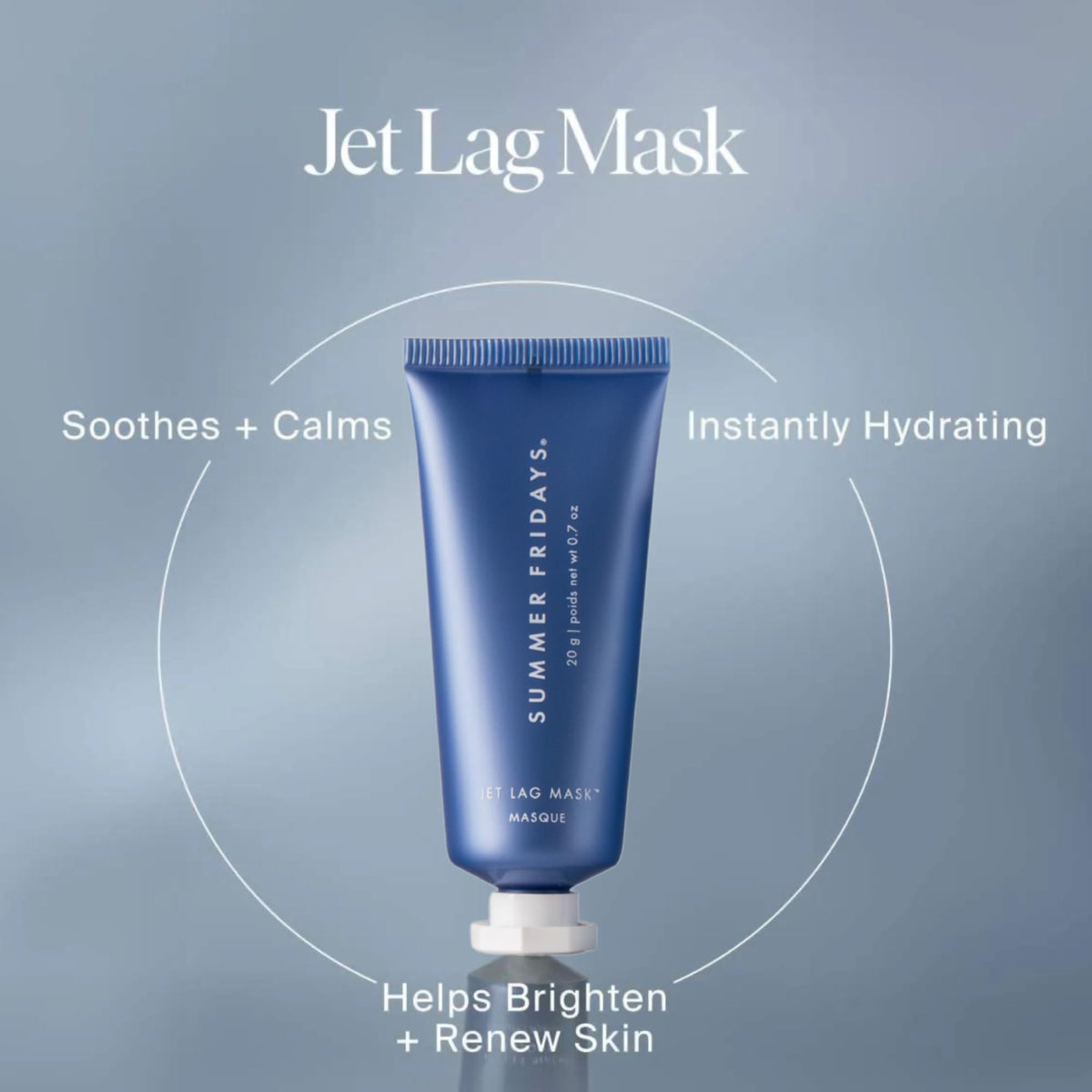 Jet Lag Mask and Moisturizer on a flat surface