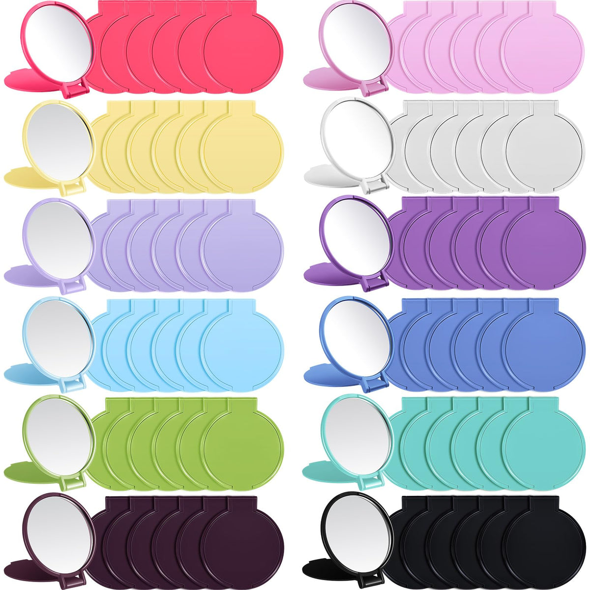 Jetec 240 pieces compact mirrors assorted colours front view