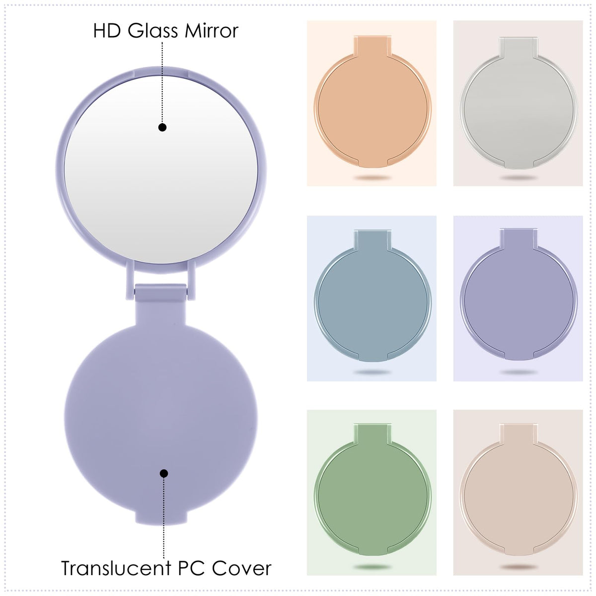 Jetec compact mirror in hand for size comparison
