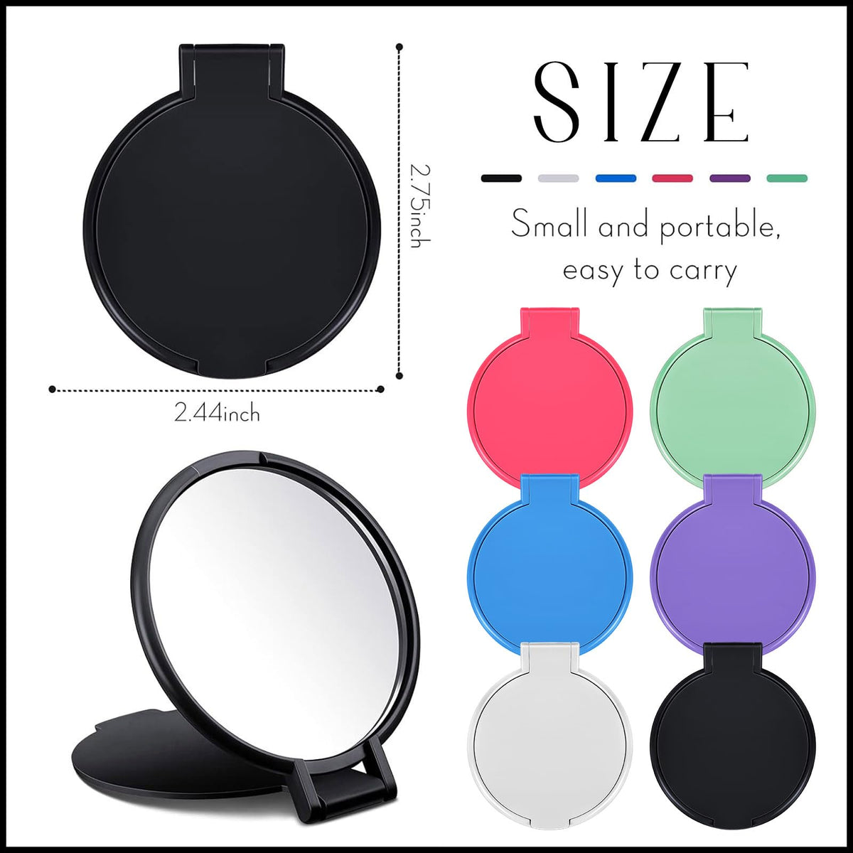 Jetec compact mirror in pink colour with open design