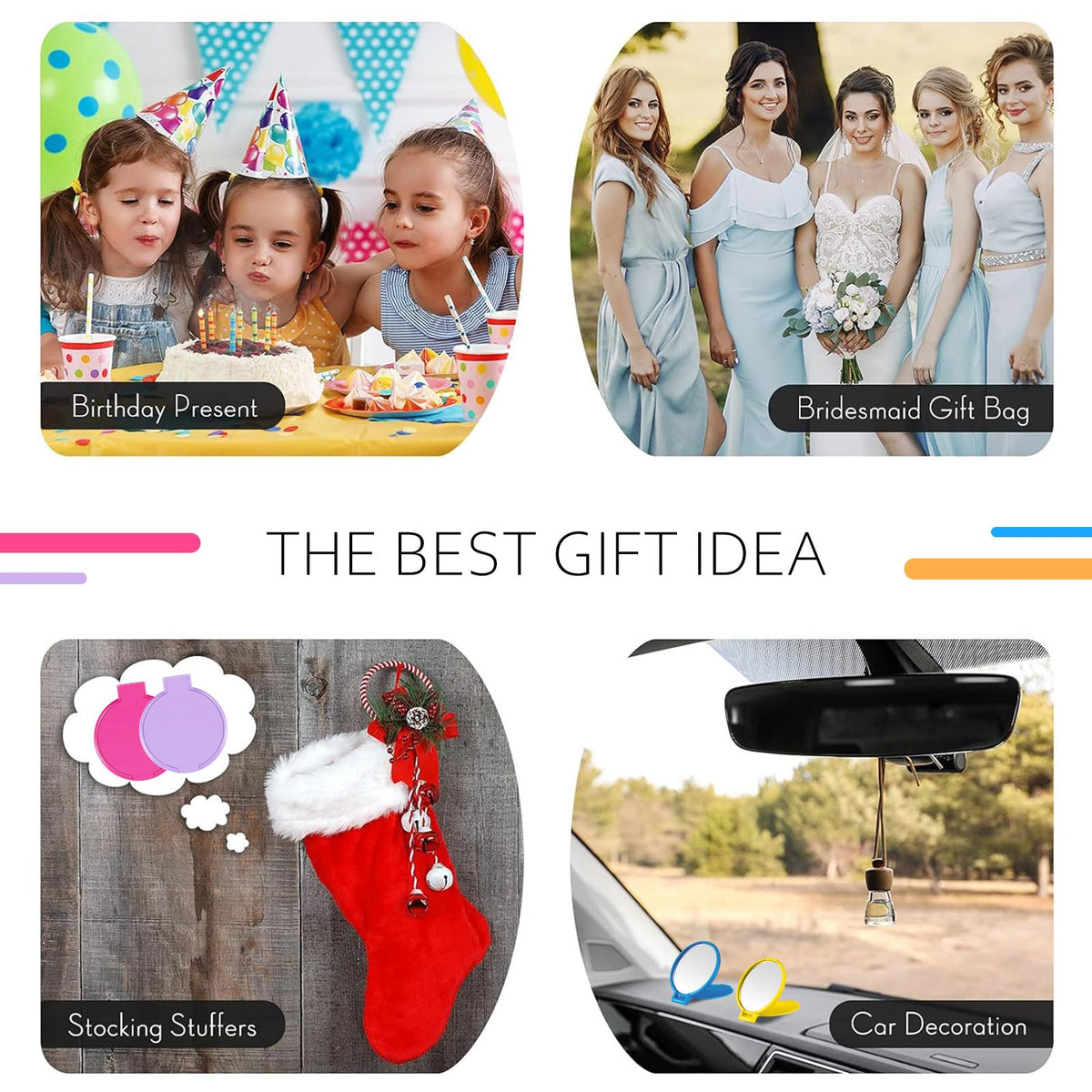 Jetec compact mirrors in various colours arranged together