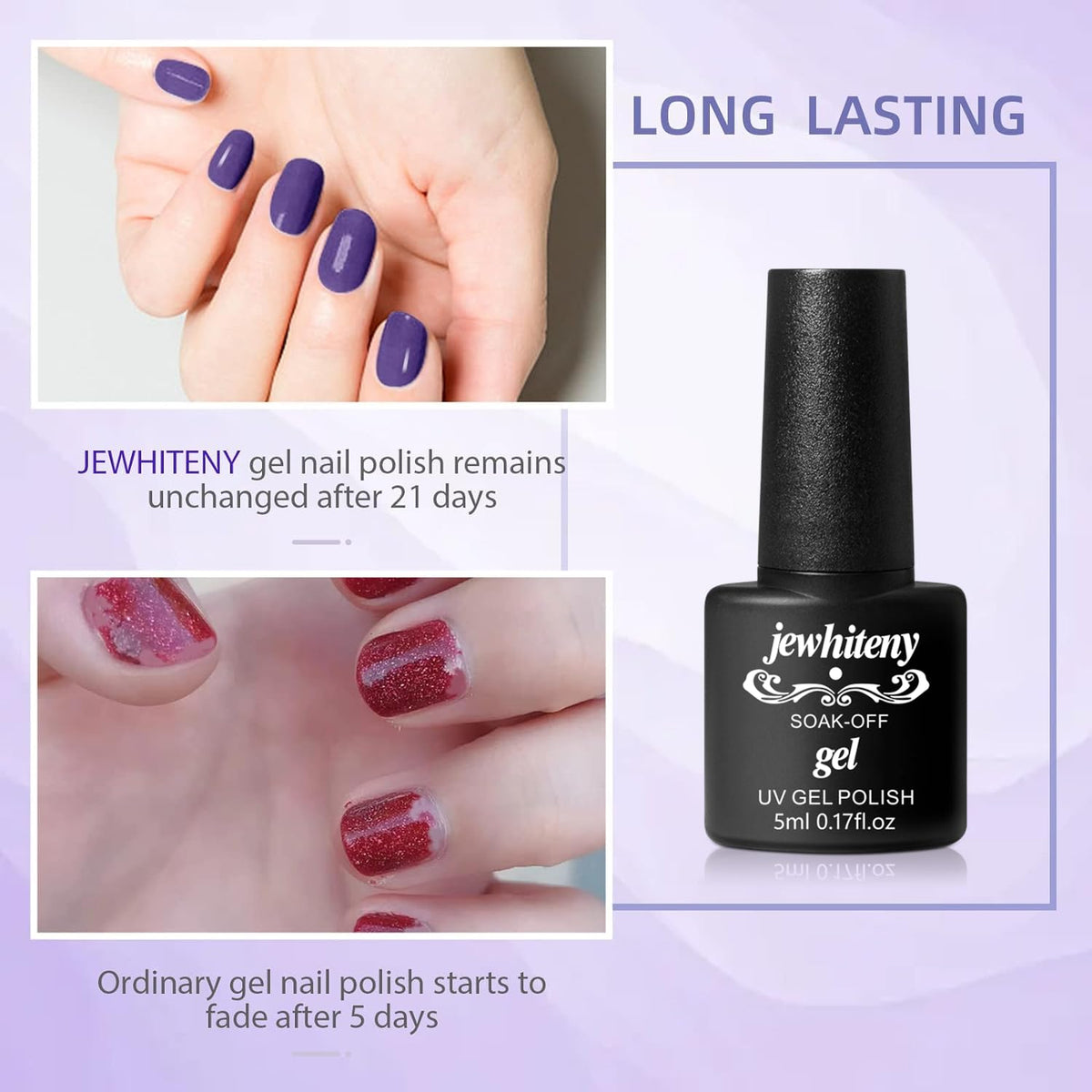 JEWHITENY gel nail polish bottles with matte and glossy finishes