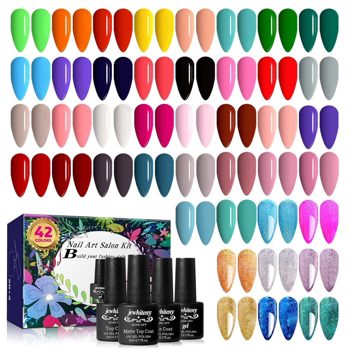 JEWHITENY Gel Nail Polish Kit 42 Colors front view