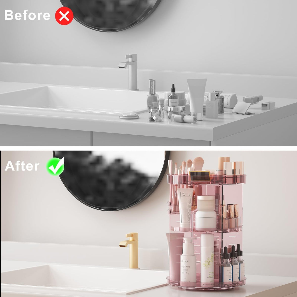 Jiavarry Makeup Organizer on a bathroom countertop