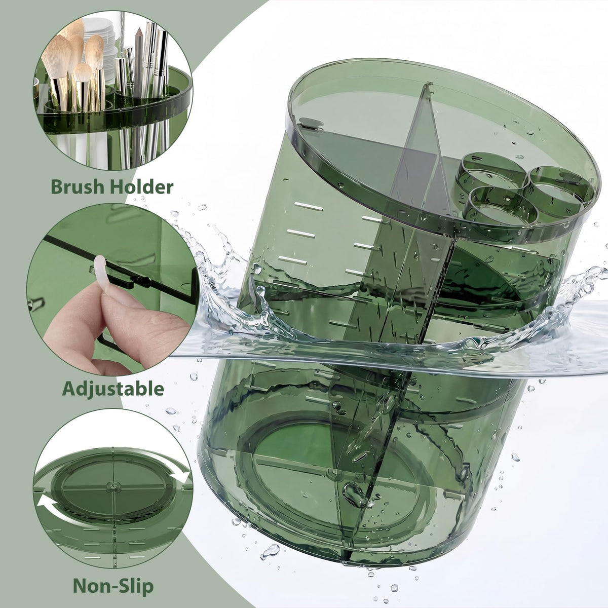 Jiavarry Rotating Makeup Organizer assembled and ready to use
