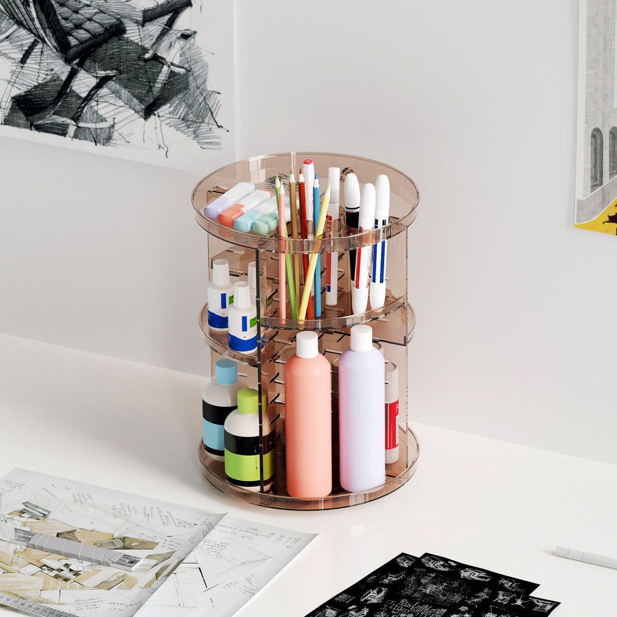 Jiavarry Rotating Makeup Organizer assembled with silicone ring