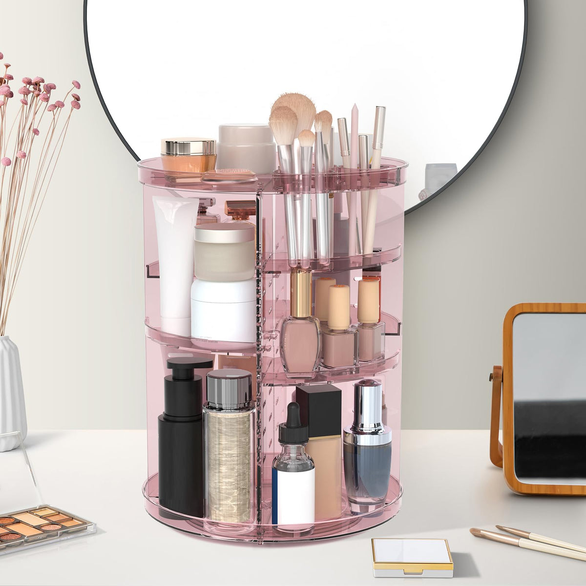 Jiavarry Rotating Makeup Organizer assembled with silicone rings