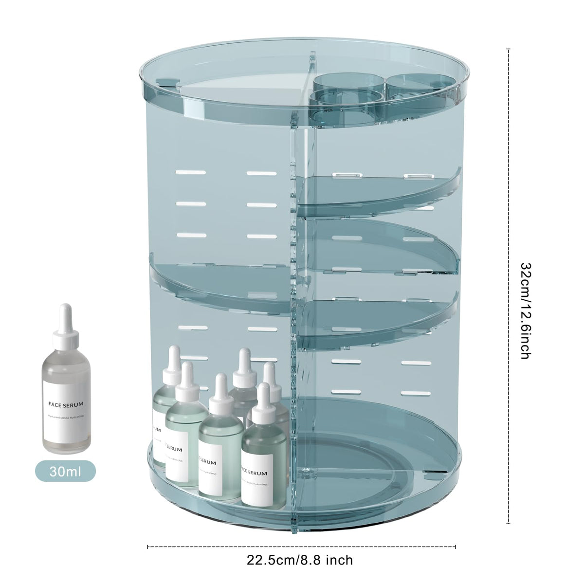 Jiavarry Rotating Makeup Organizer assembled with skincare products