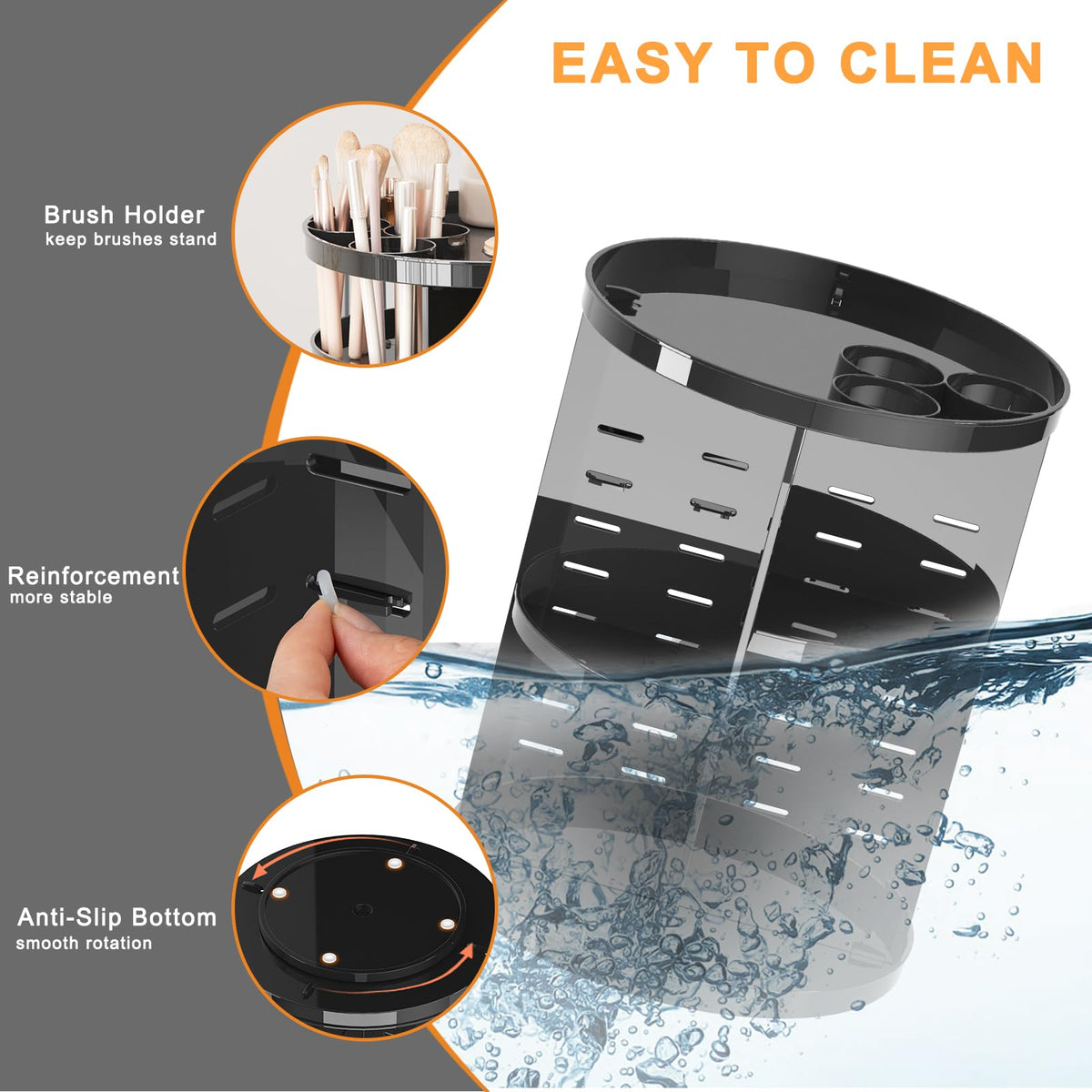 Jiavarry Rotating Makeup Organizer assembled with skincare products