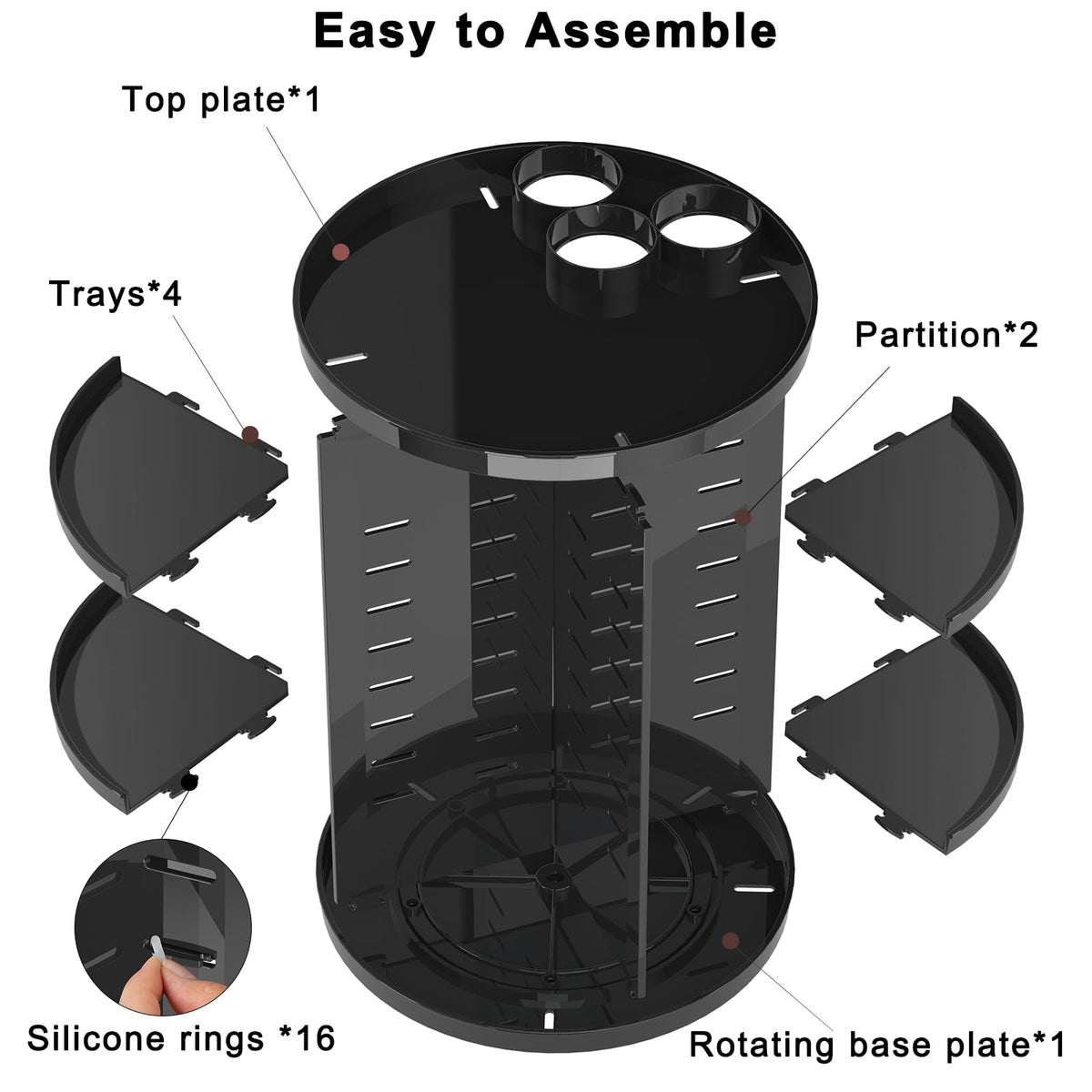 Jiavarry Rotating Makeup Organizer demonstrating smooth rotation