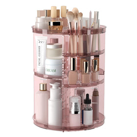 Jiavarry Rotating Makeup Organizer front view with adjustable layers