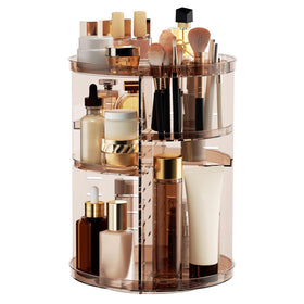 Jiavarry Rotating Makeup Organizer front view with adjustable layers