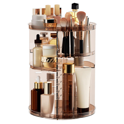 Jiavarry Rotating Makeup Organizer front view with adjustable layers