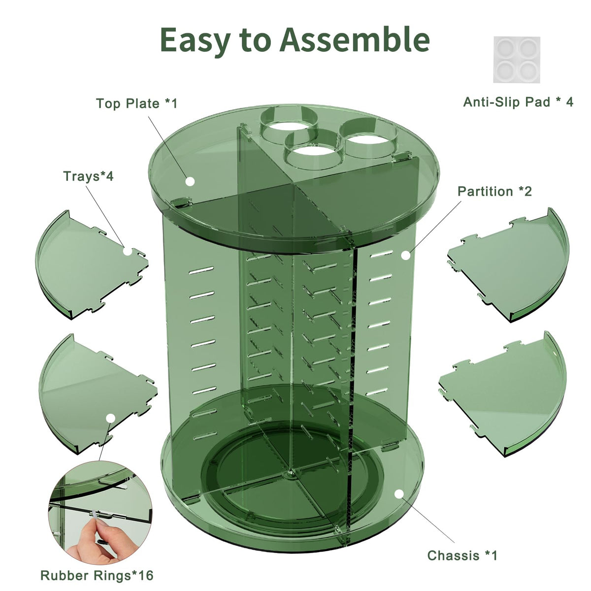 Jiavarry Rotating Makeup Organizer in a bathroom setting