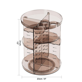 Jiavarry Rotating Makeup Organizer side view displaying compartments