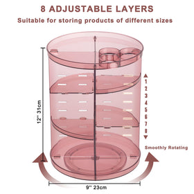 Jiavarry Rotating Makeup Organizer side view showing compartments