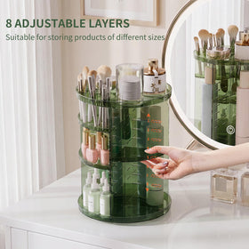 Jiavarry Rotating Makeup Organizer side view showing compartments