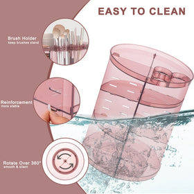 Jiavarry Rotating Makeup Organizer top view displaying storage capacity